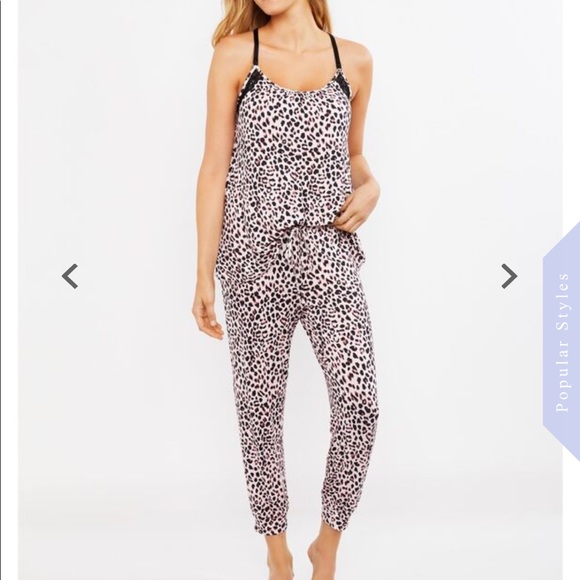 Jessica Simpson Leopard Nursing Pajama Set S - Picture 1 of 4